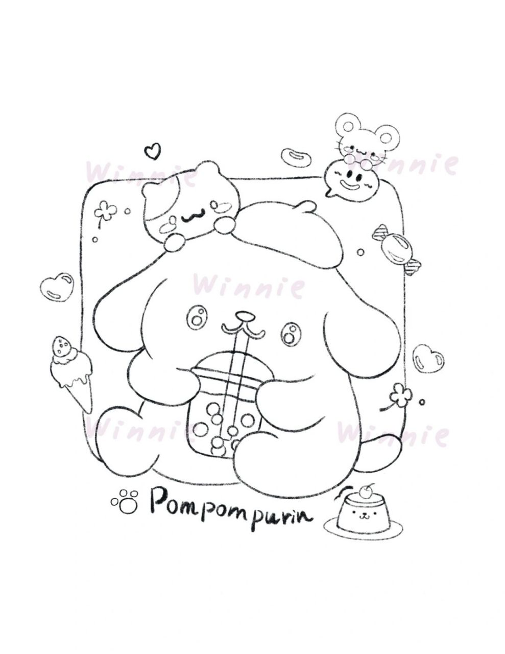 【手绘彩铅卡通】三丽鸥/布丁狗/附线稿 老规矩:完整绘画过程视频在