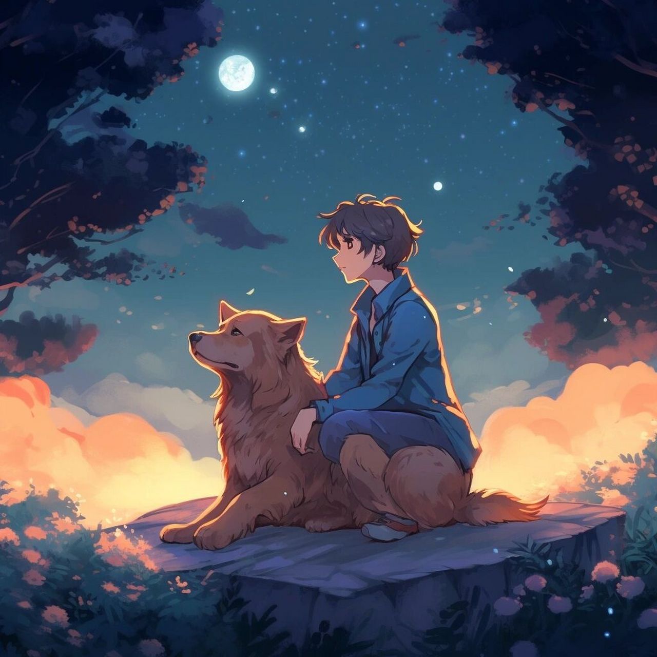 男生头像‖狗狗也爱夜晚惬意的凉风和星辰