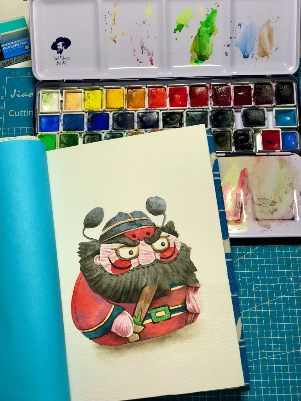 水彩 | 端午画个可爱的钟馗斩五毒 祛百病94 端午节请钟馗,跳钟馗