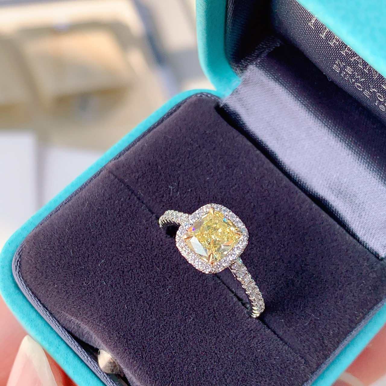 tiffany蒂芙尼 [比心]近克拉黄钻戒指 蒂芙尼96分钻戒 fancy intense