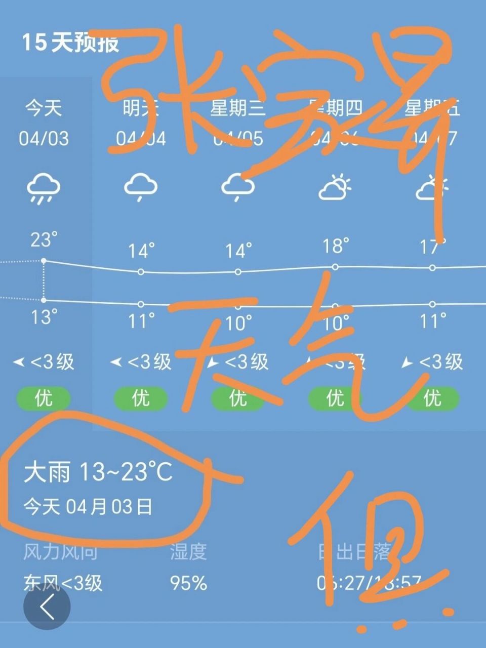 张家界天气 天门山美景  虽然天气预报显示张家界天气有大雨暴雨,但是
