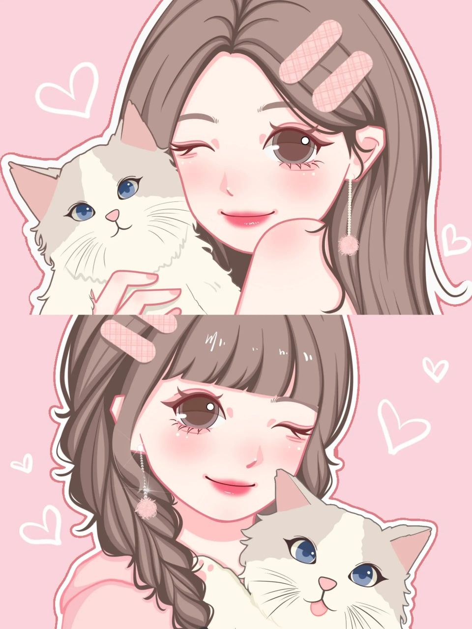 卡通头像|猫猫女孩的闺蜜头像 最近好喜欢猫猫,想养了 93临摹93