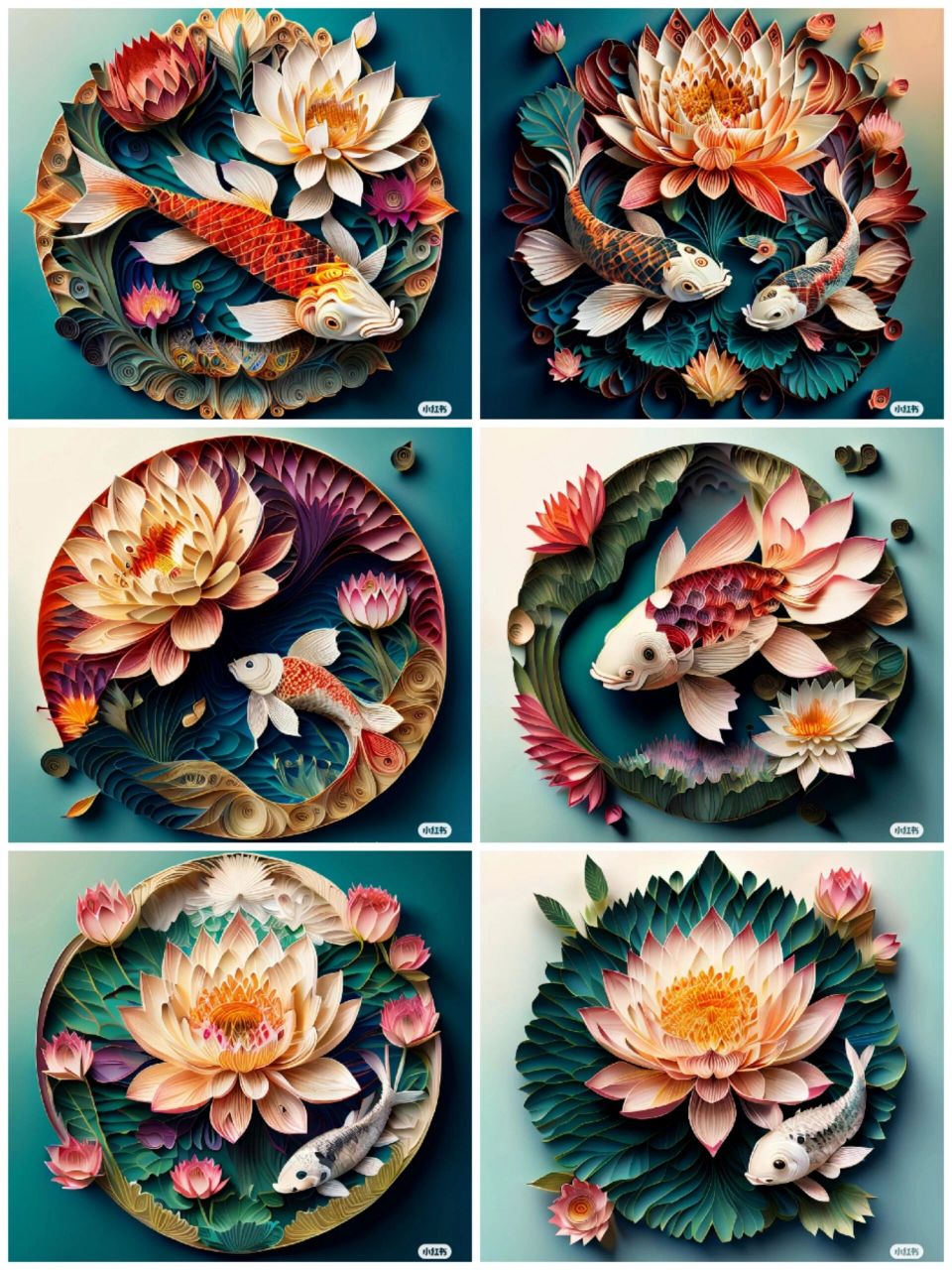 衍纸艺术——荷花鲤鱼图 传统民俗系列