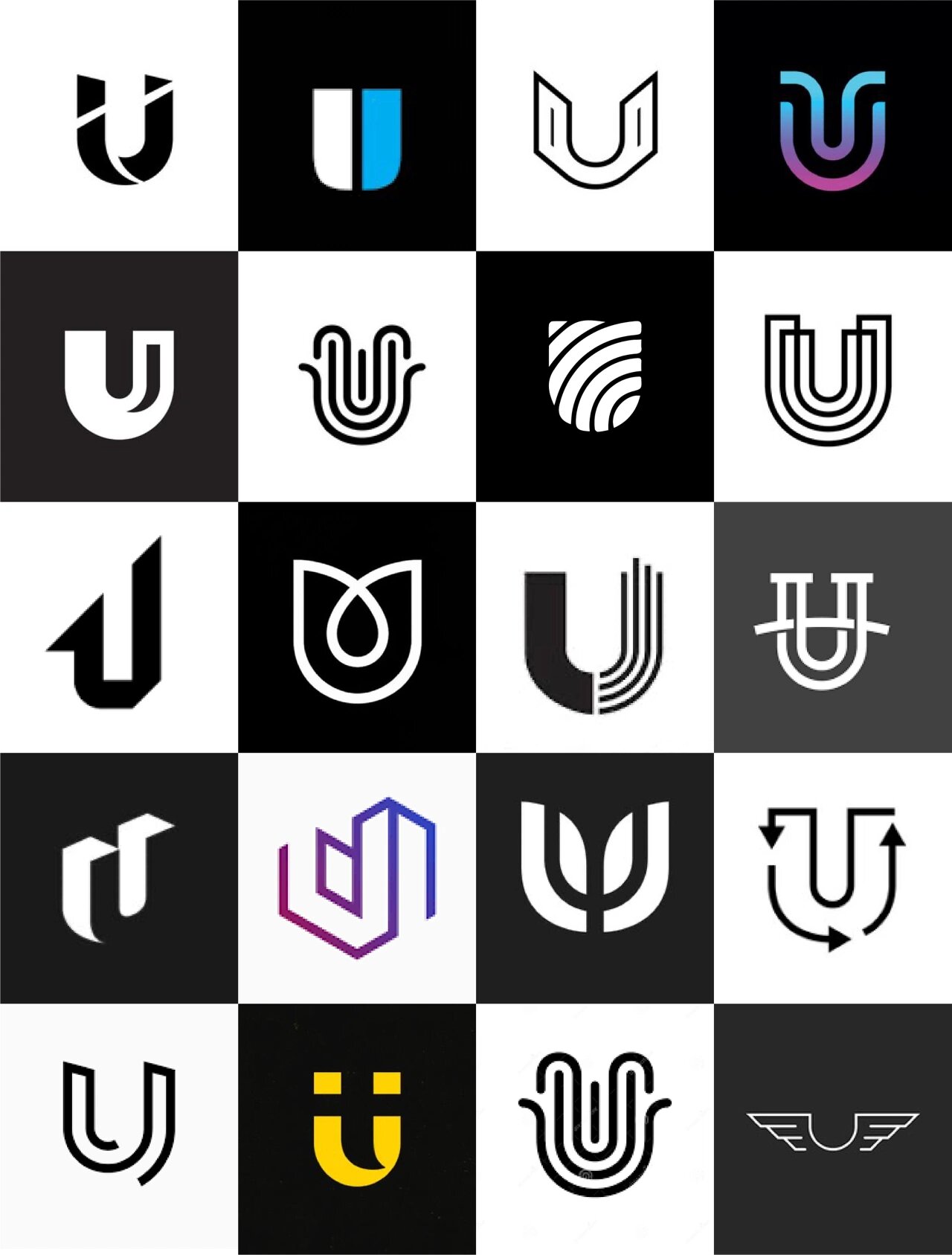 灵感采集⭐300个字母u元素图形logo设计分享 灵感采集⭐300个字母