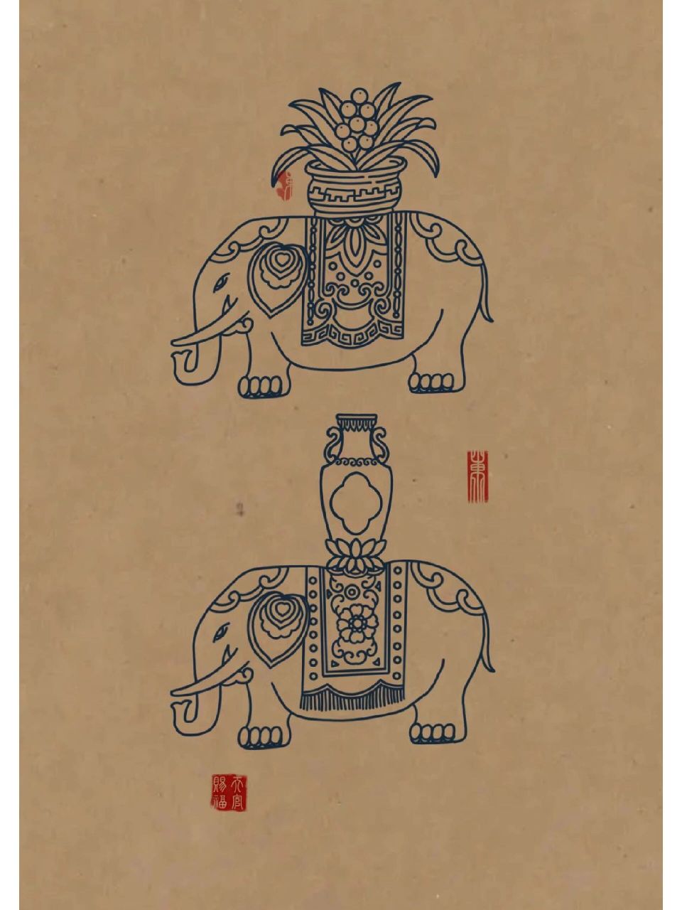 传统图案纹样‖太平有象 二零二三年三月十七日     晴〖太平有象