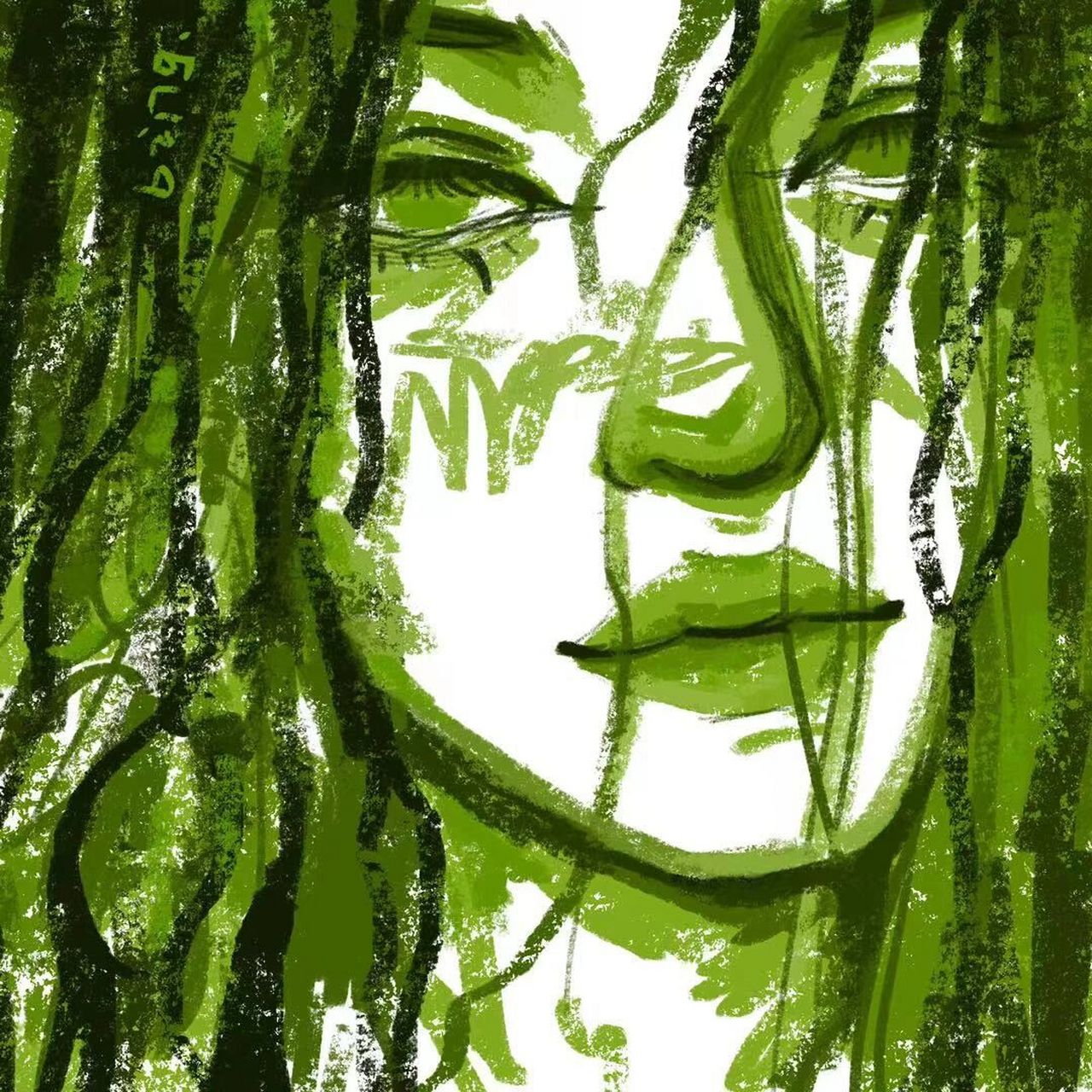 欧美艺术感抽象头像|八色选一(手绘97/100) 96工具99:procreate