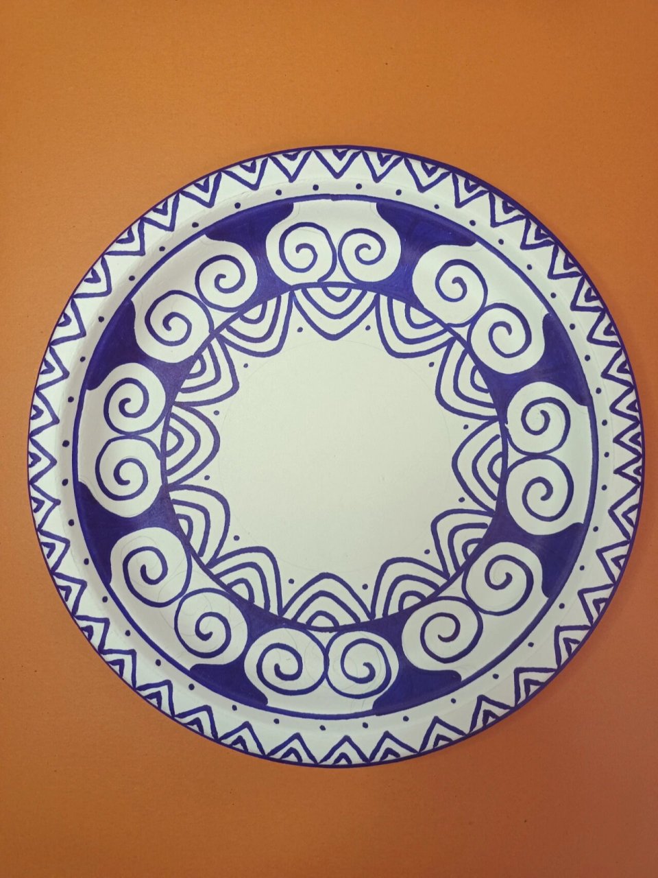 纸盘子变身♥青花瓷♥画纸盘喽