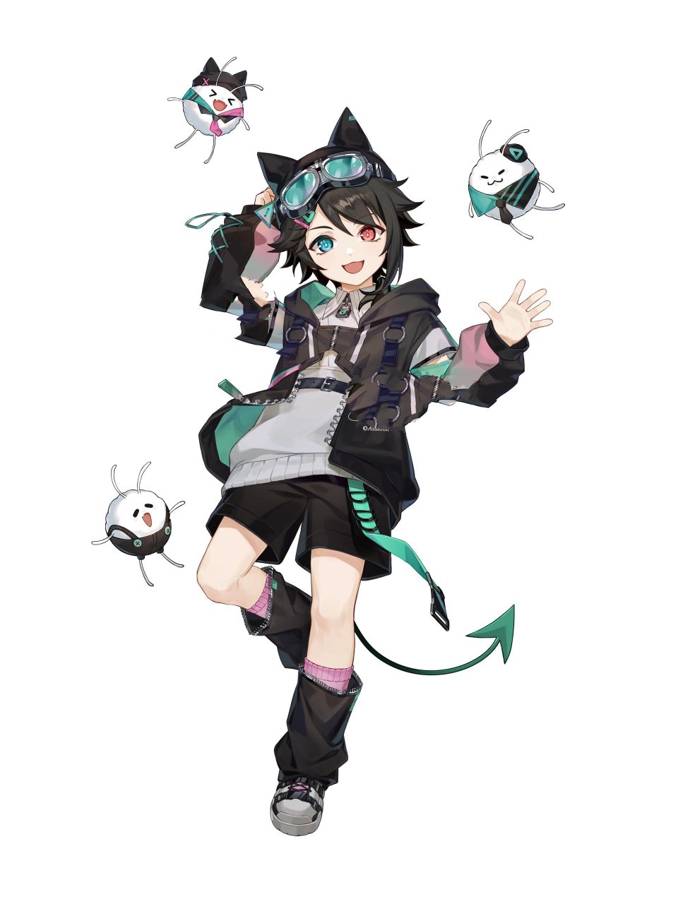 给aza画的6月舰长礼物立绘 放一下猫猫小男孩的黑发和原发色两个版本