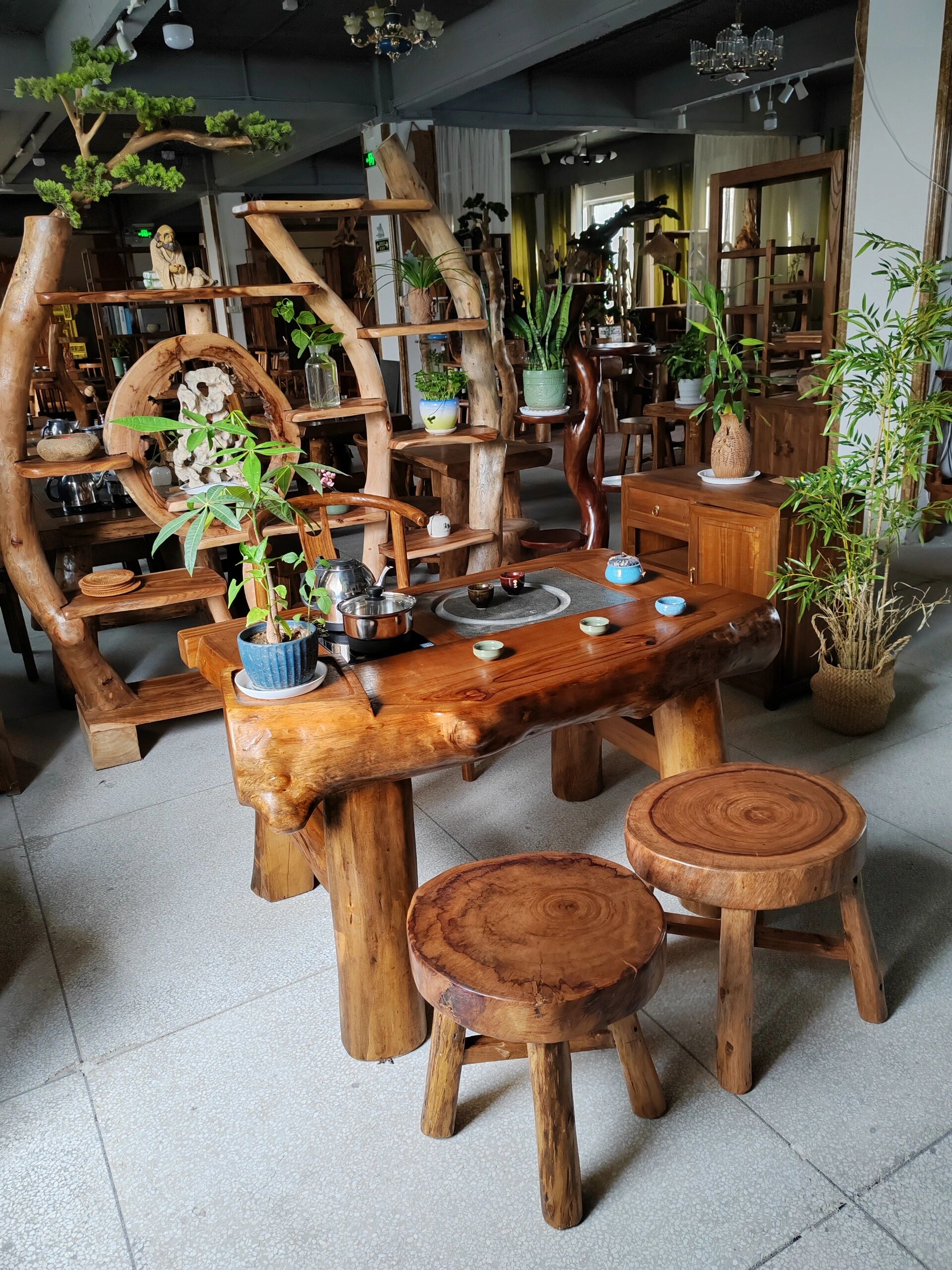 实木厚板茶桌椅组合阳台原木喝泡茶桌套装一