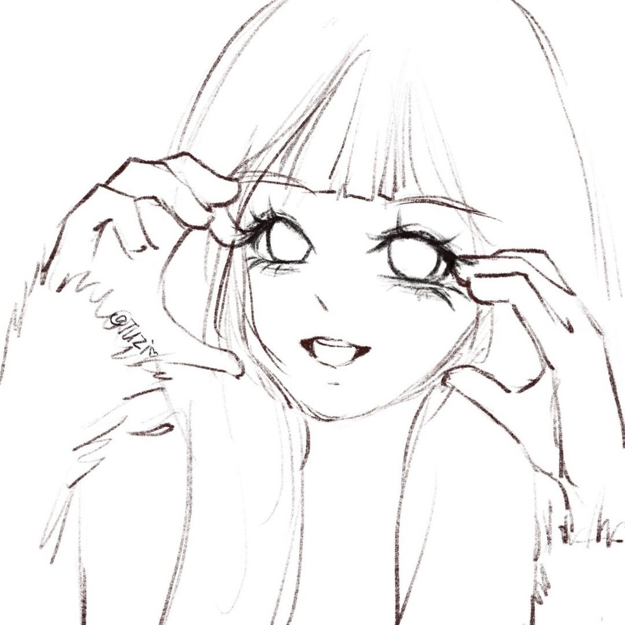 卡通头像绘画步骤(带线稿) #画个简笔画# 学习画风打标签#漫兔风# 画