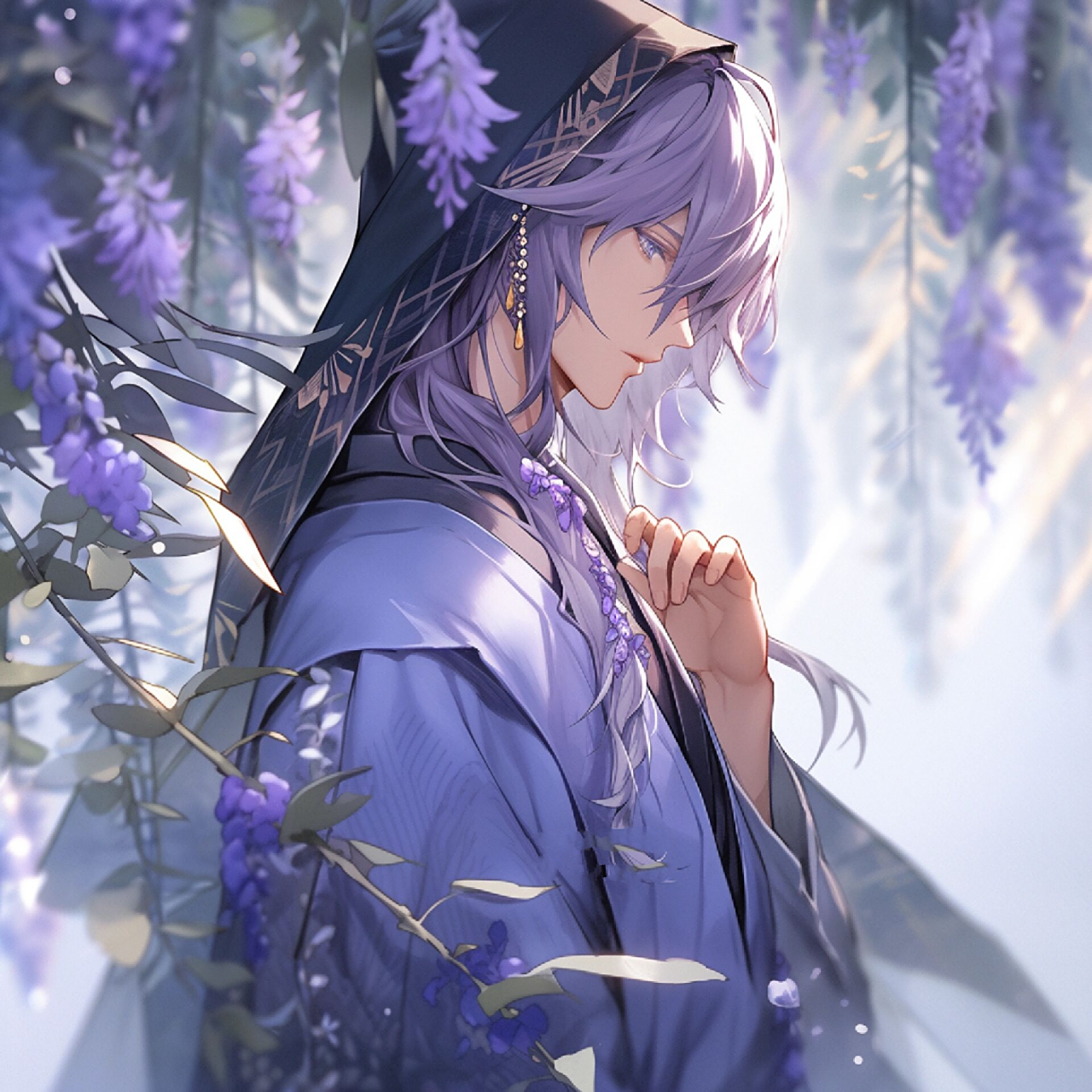 古风紫色长发男生 粉丝要的