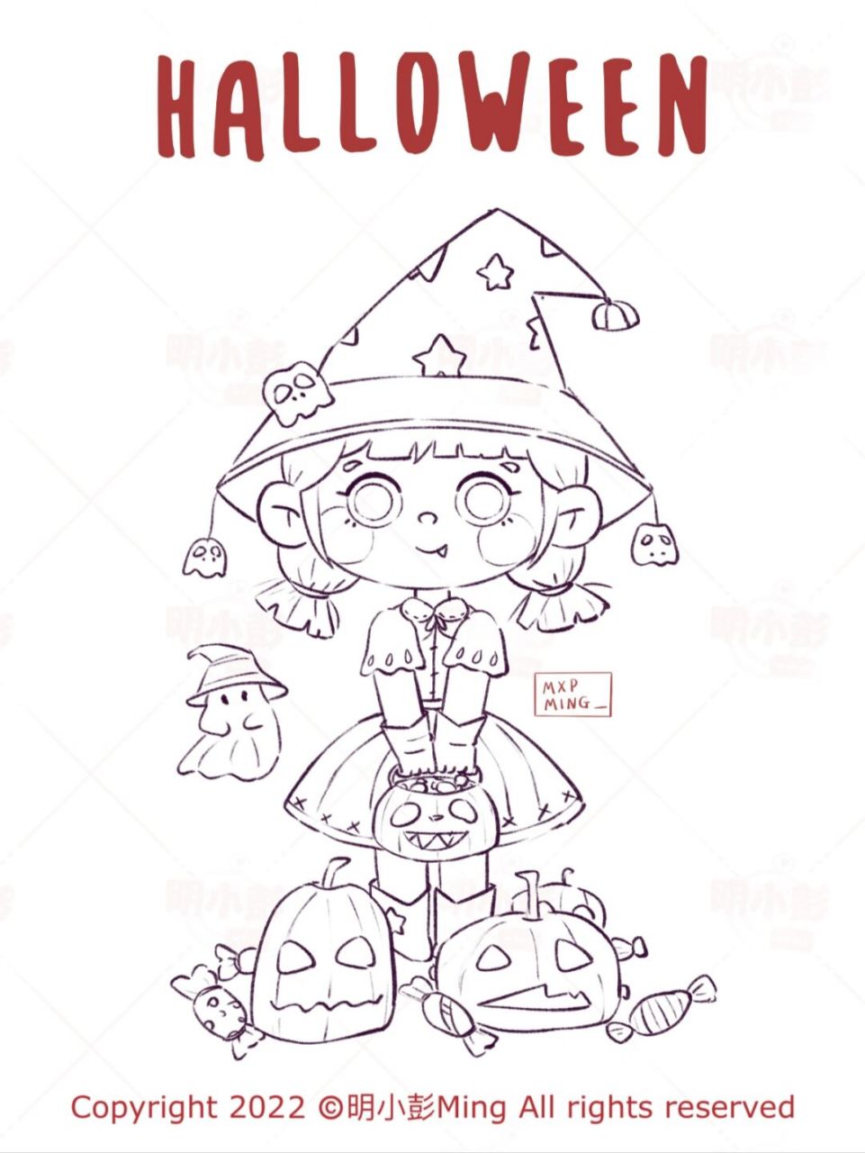 ①找万圣节主题相关的素材,有女巫帽,97,南瓜,糖果等!