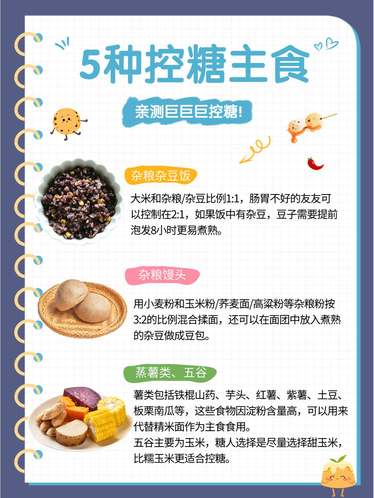 5种控糖主食,血糖越吃越好 五谷杂粮富含膳食纤维,可以减慢胃的排空