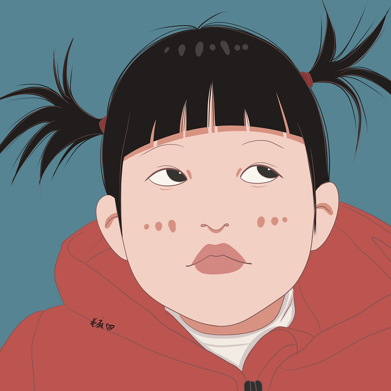 插画 | 头像 | 扎两个朝天辫的小女孩 图片92二改92商用92去