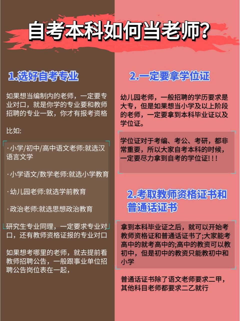 自考本科如何当老师❓这些步骤不能落下 1️⃣选好自考专业