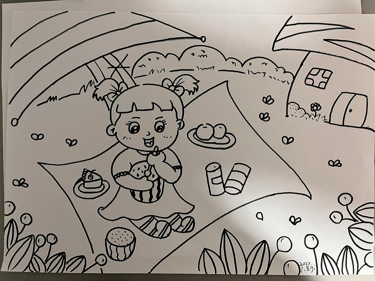 幼教主题简笔画《野餐