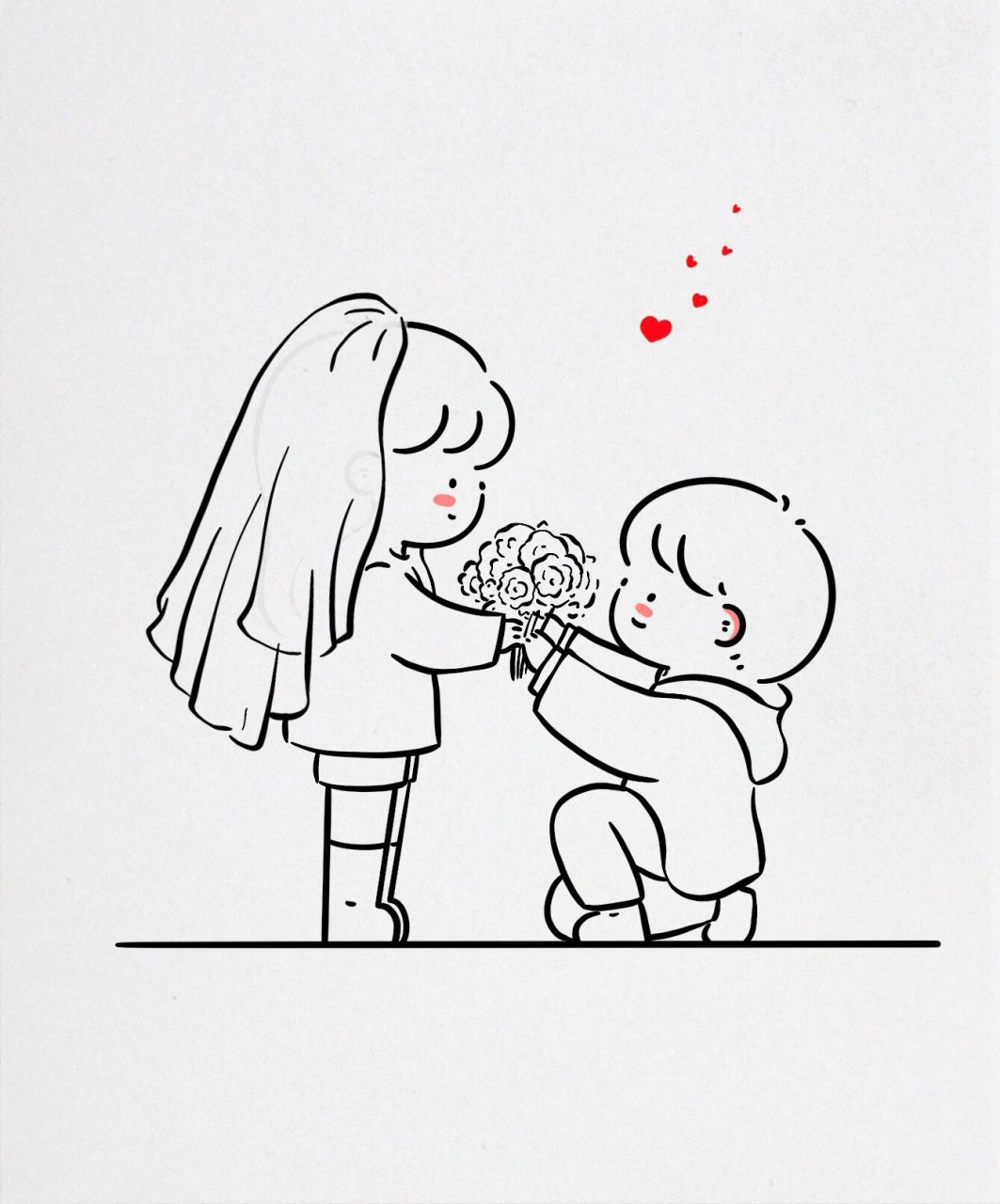 情侣简笔画:求婚专用简笔画7815 你终于把碎碎念念变成了岁岁年年