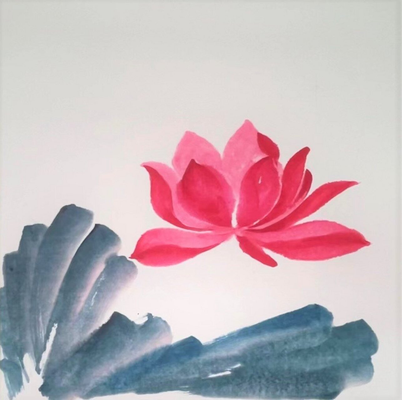 线上美术儿童水墨画|花卉·荷花图文教程 适合6岁 小朋友 国画荷花