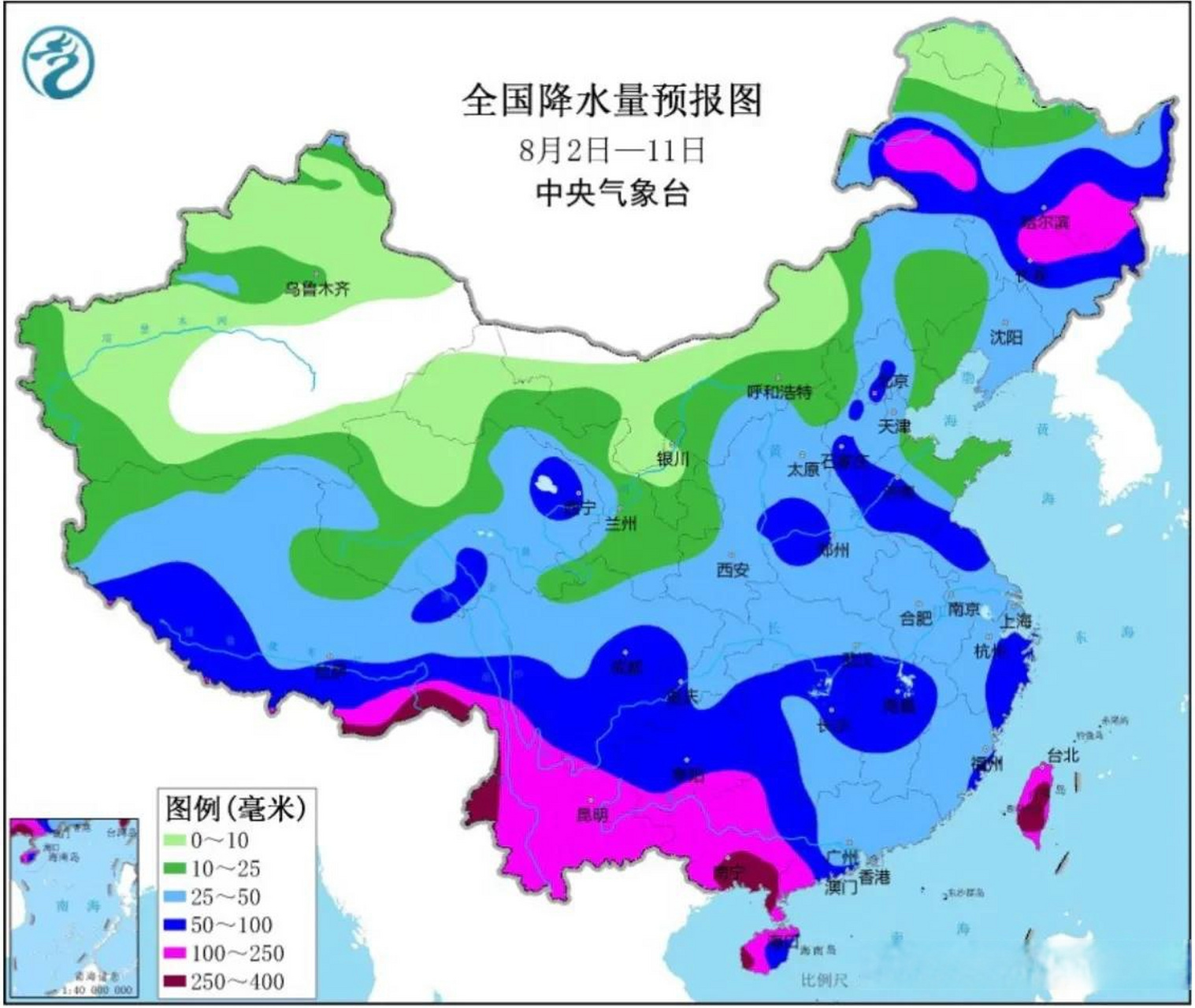 未来十天全国中期天气预报:西南华南雨水频繁,东北地区强降雨来袭