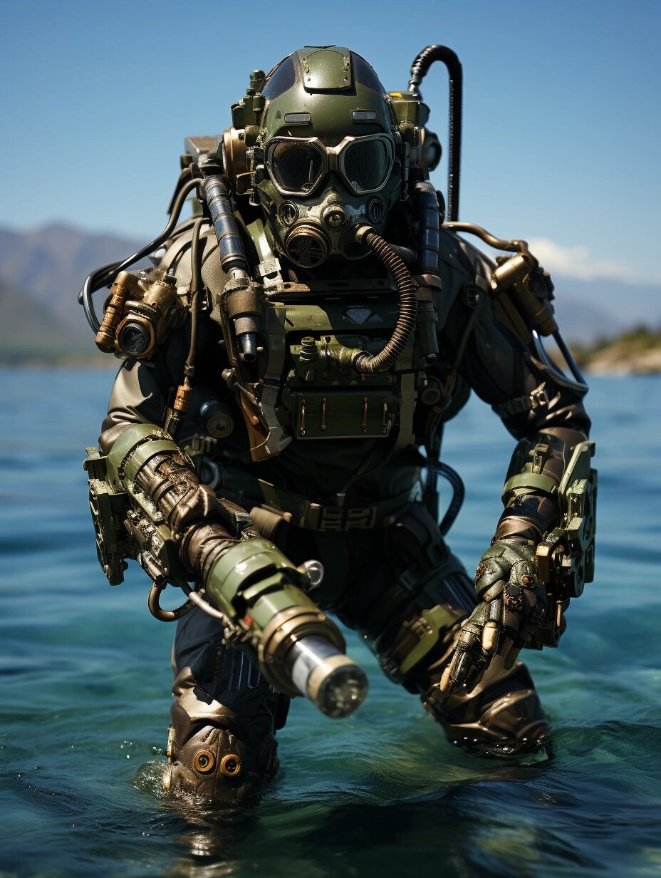 【组图】潜水员身着重型潜水服湖泊潜水 潜水员身着重型潜水服湖泊