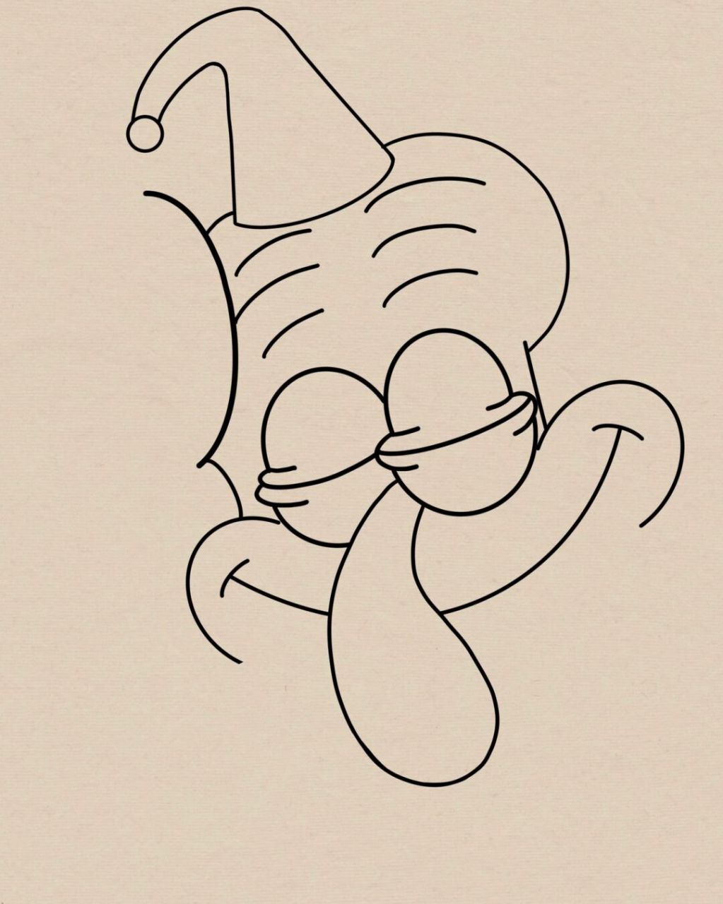 晚安,章鱼哥08|海绵宝宝简笔画|附过程 临摹 #章鱼哥# #简笔画# #简