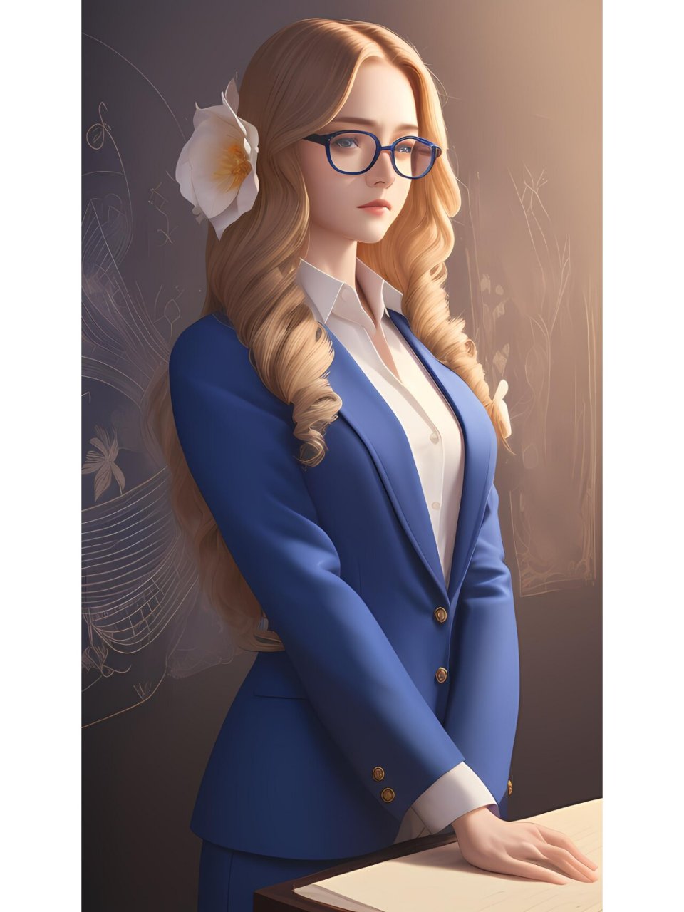 时尚女老师,动漫二次元绘画人物