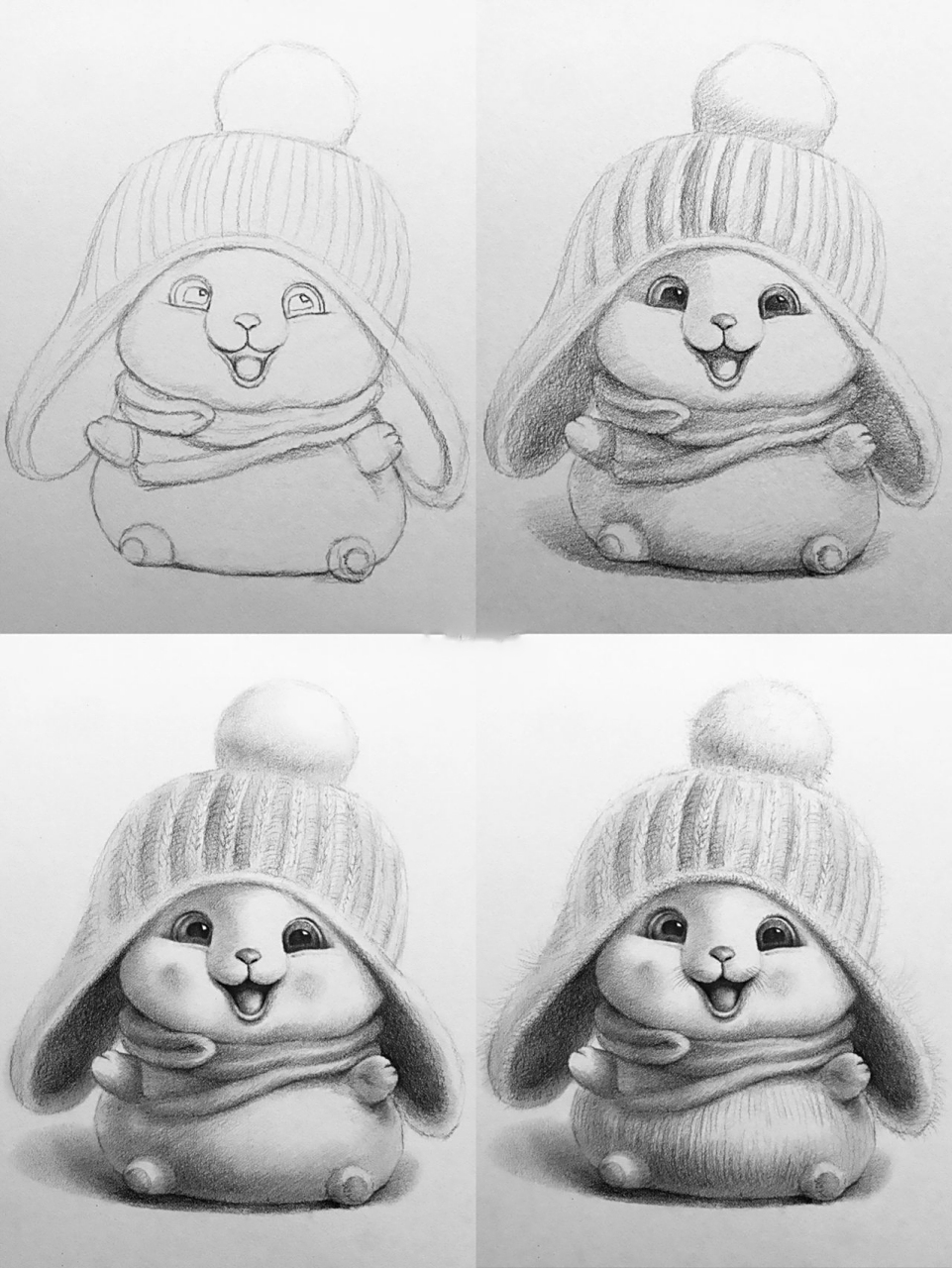 兔子素描详细步骤绘画 兔子素描绘画!