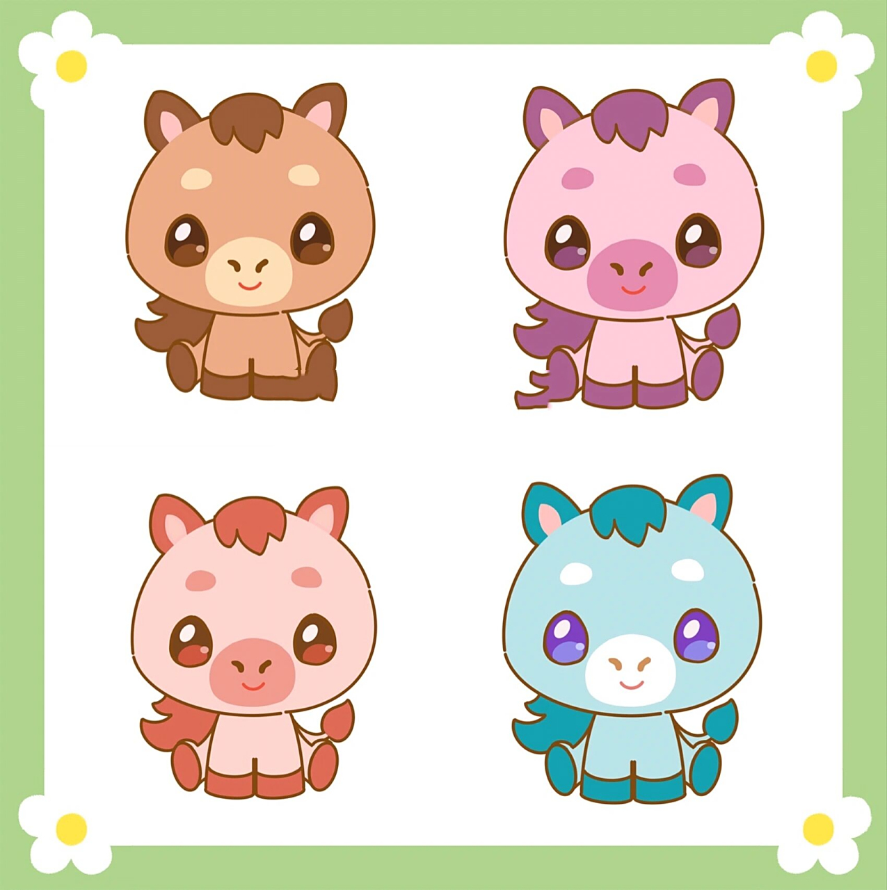 可爱简单小动物萌马简笔画插画十二生肖素材               人的一生