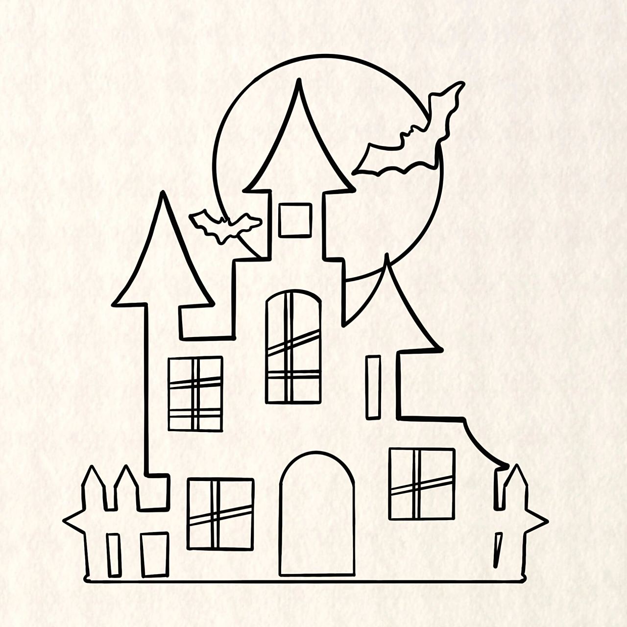 万圣节系列|巫师鬼屋城堡|简笔画教程 万圣节鬼屋探险,今晚出发,冲冲