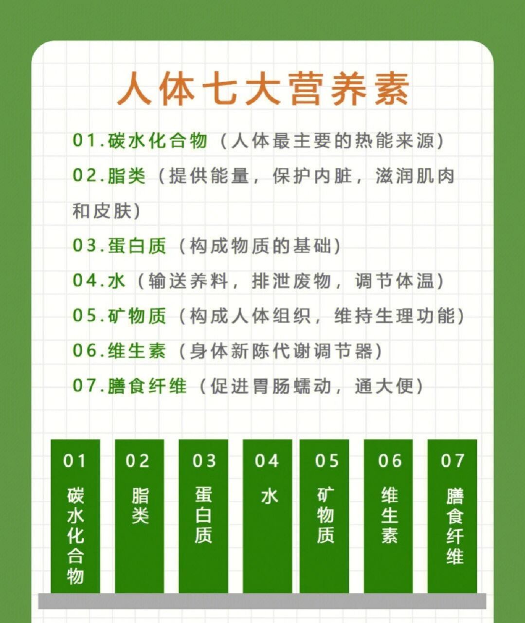 人体7大营养素科普～ 人体7大营养素科普～#健康科普# #健康知识科普