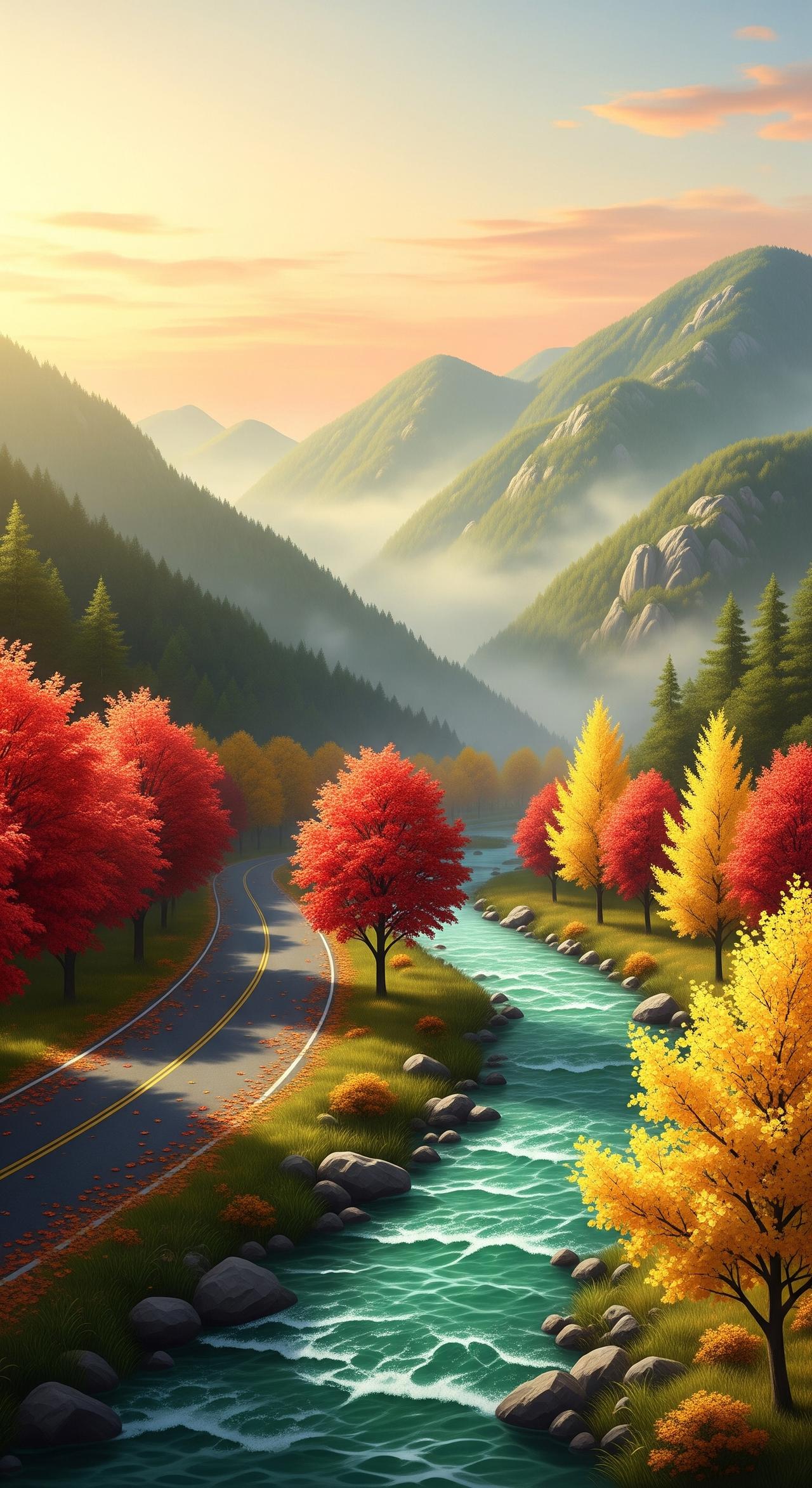 那连绵起伏的山峦,或层林尽染,或错落有致地展现着深浅不一的秋色