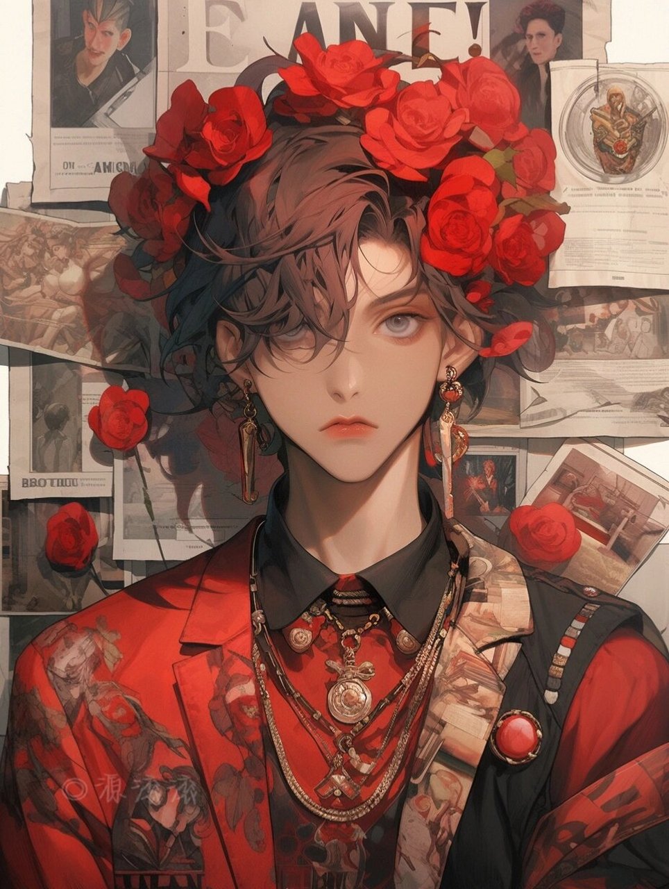 复古港风动漫男生壁纸|头像|红玫瑰95