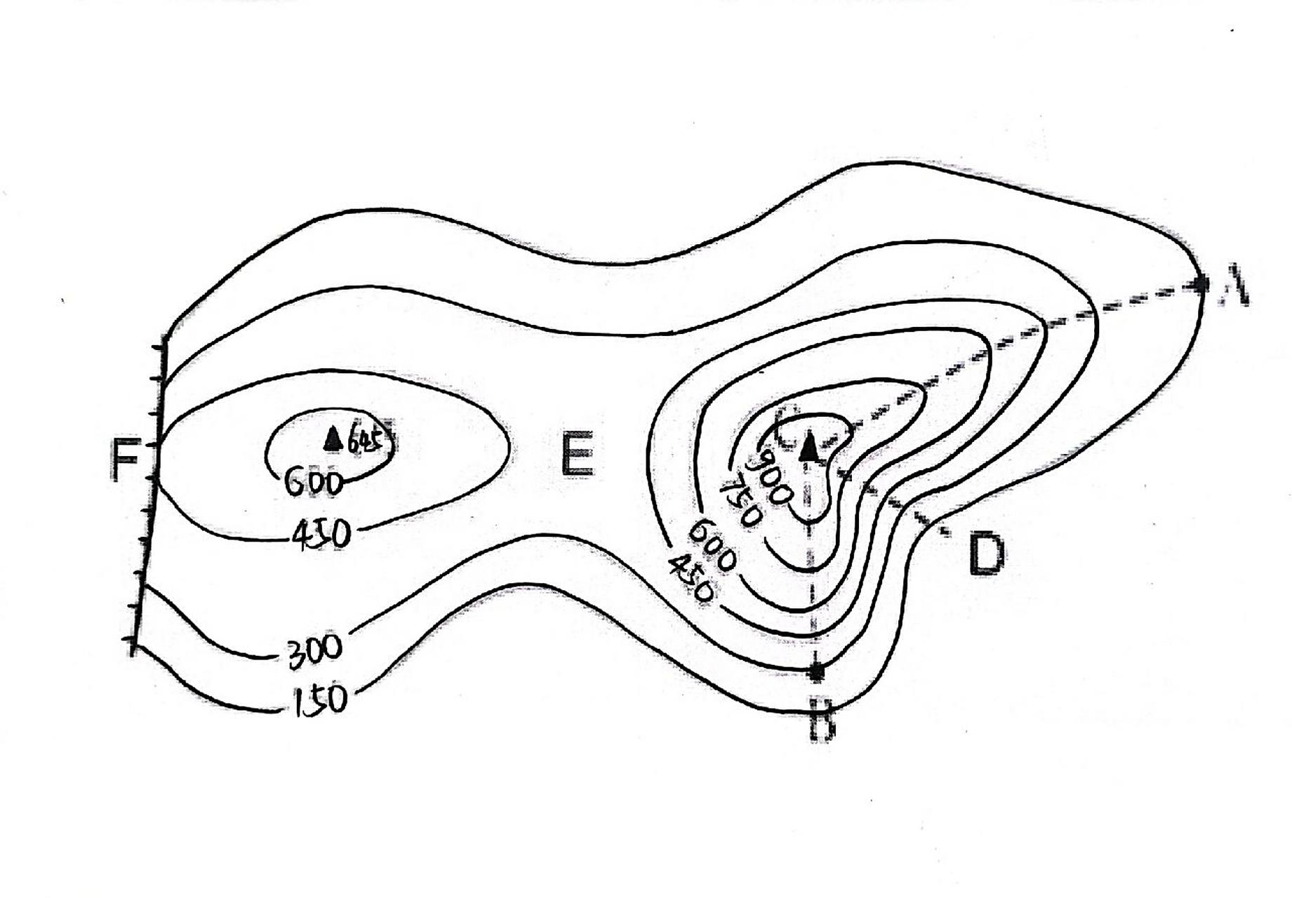 97地理手工‖等高线地形图(图纸) 91前面出了一个等高线地形图