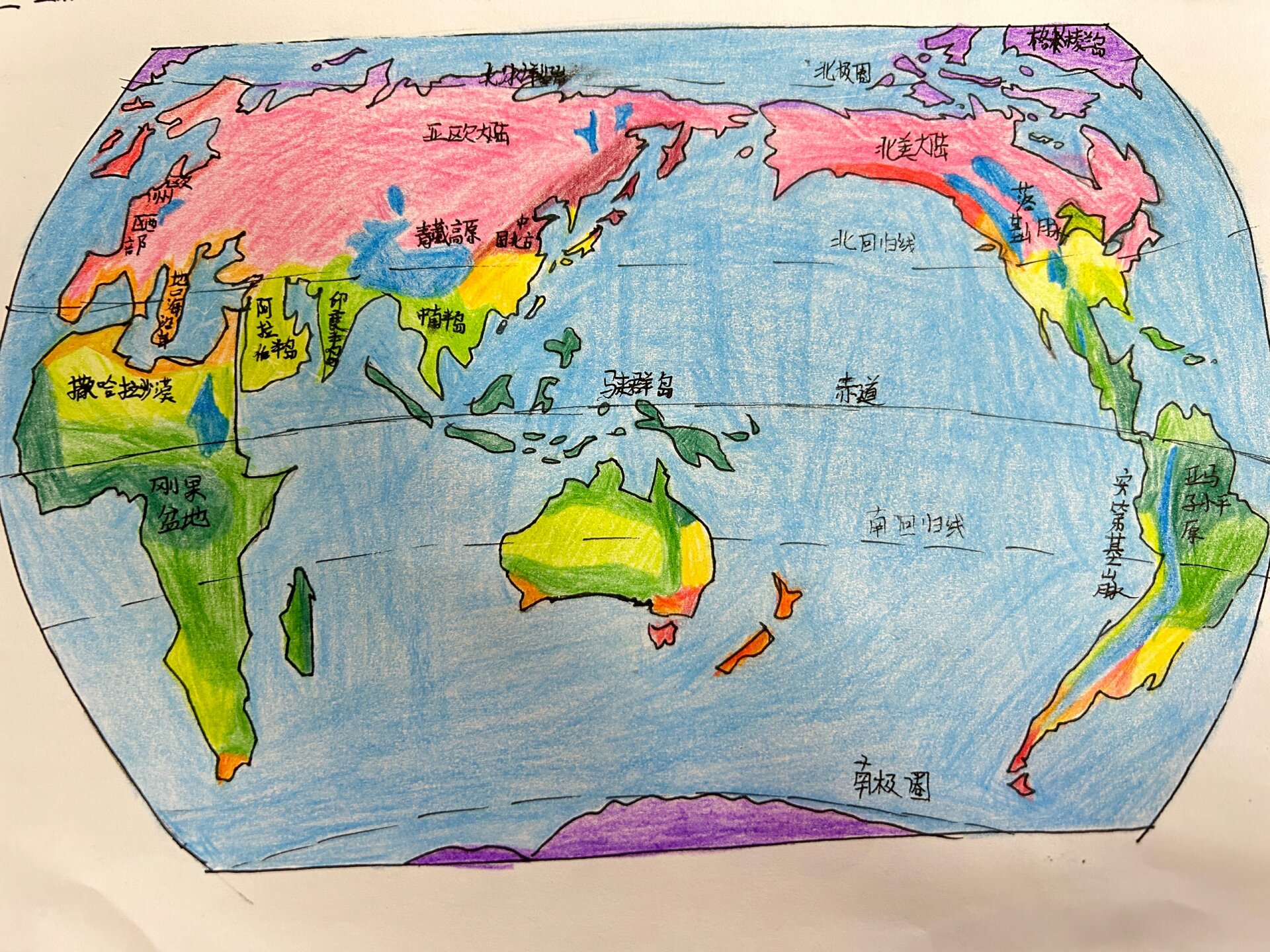 世界气候类型分布图##手绘版#