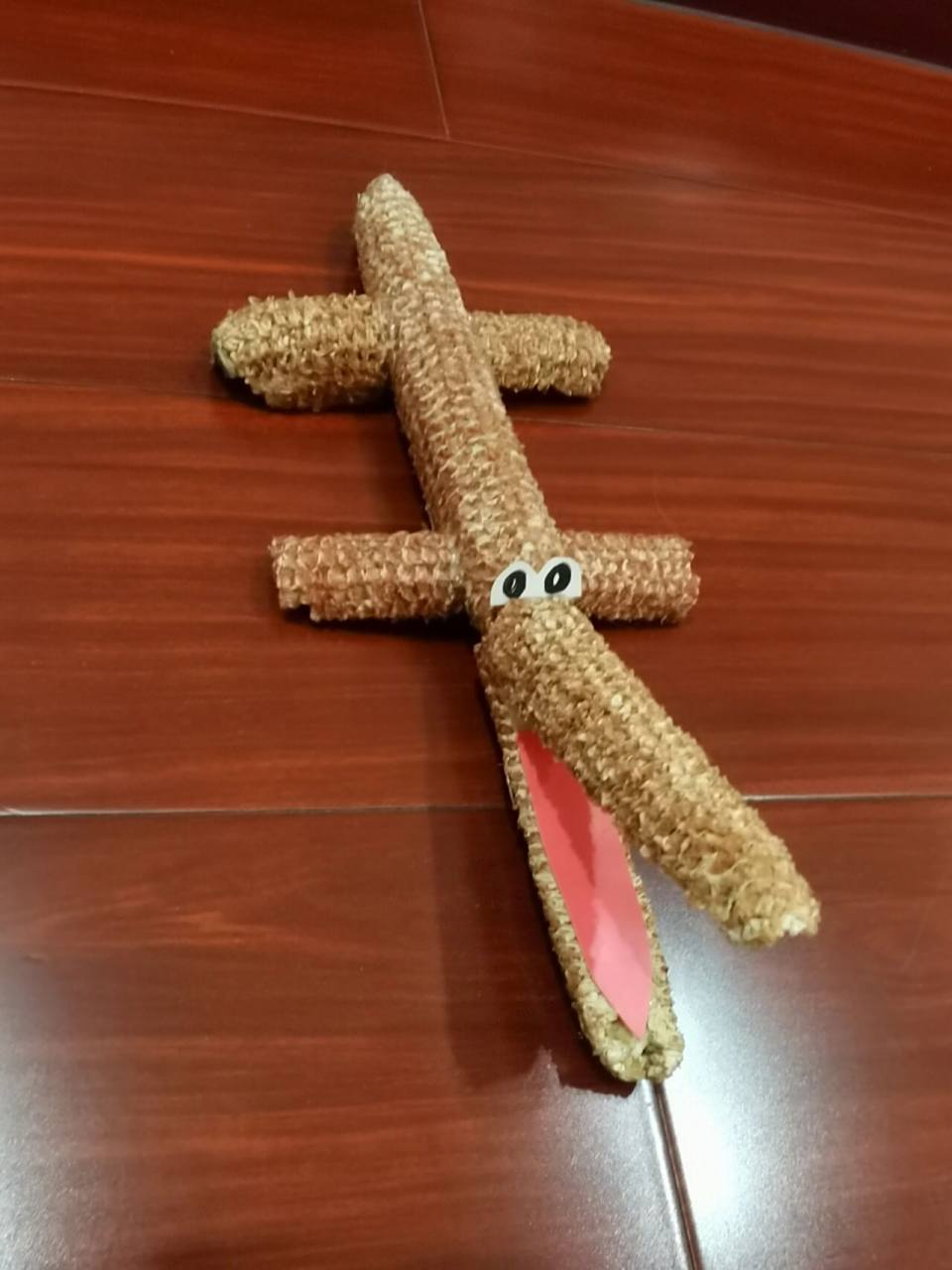 幼儿园手工玉米芯~ 我的第一个幼儿园作业! 干玉米芯做小动物造型