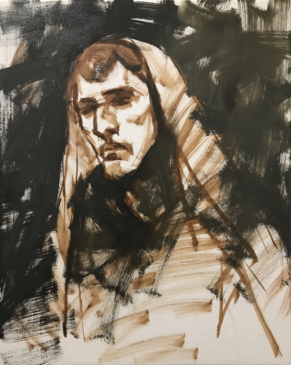 《耶稣》 40*50cm 油画直接画法 绘画过程图