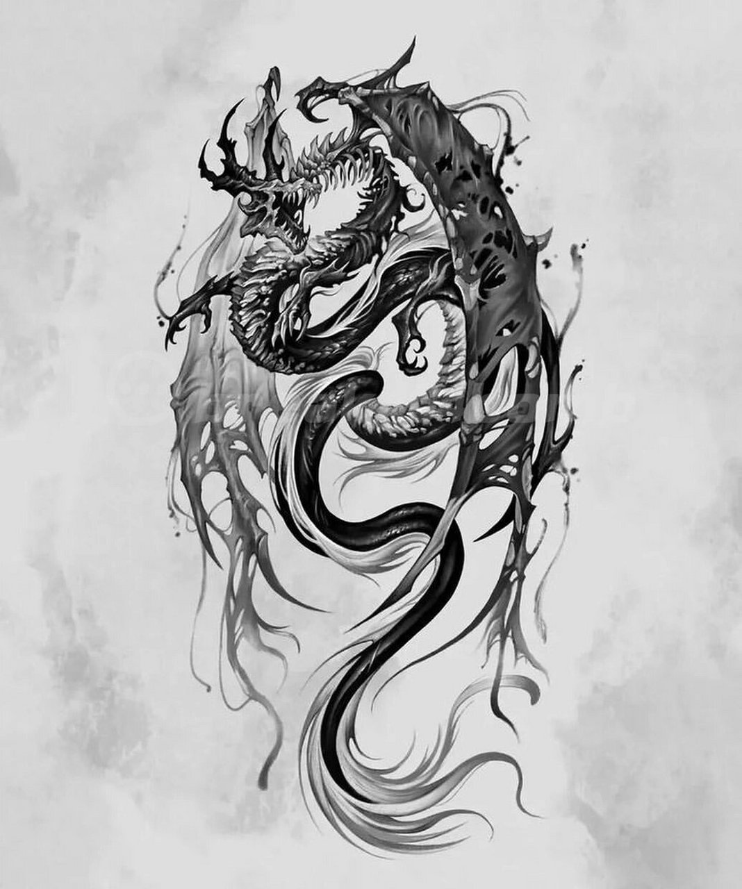 10张暗黑风格纹身手稿蛇纹身blackwork 暗黑纹身,适合遮盖小图也可以