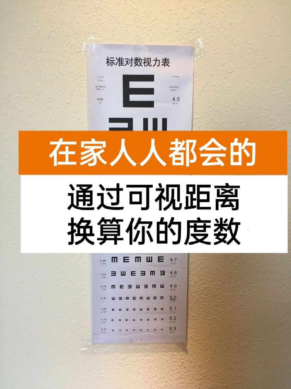 一般常用的视力表为通用国际标准视力表,要求眼睛与视力表的距离为5米