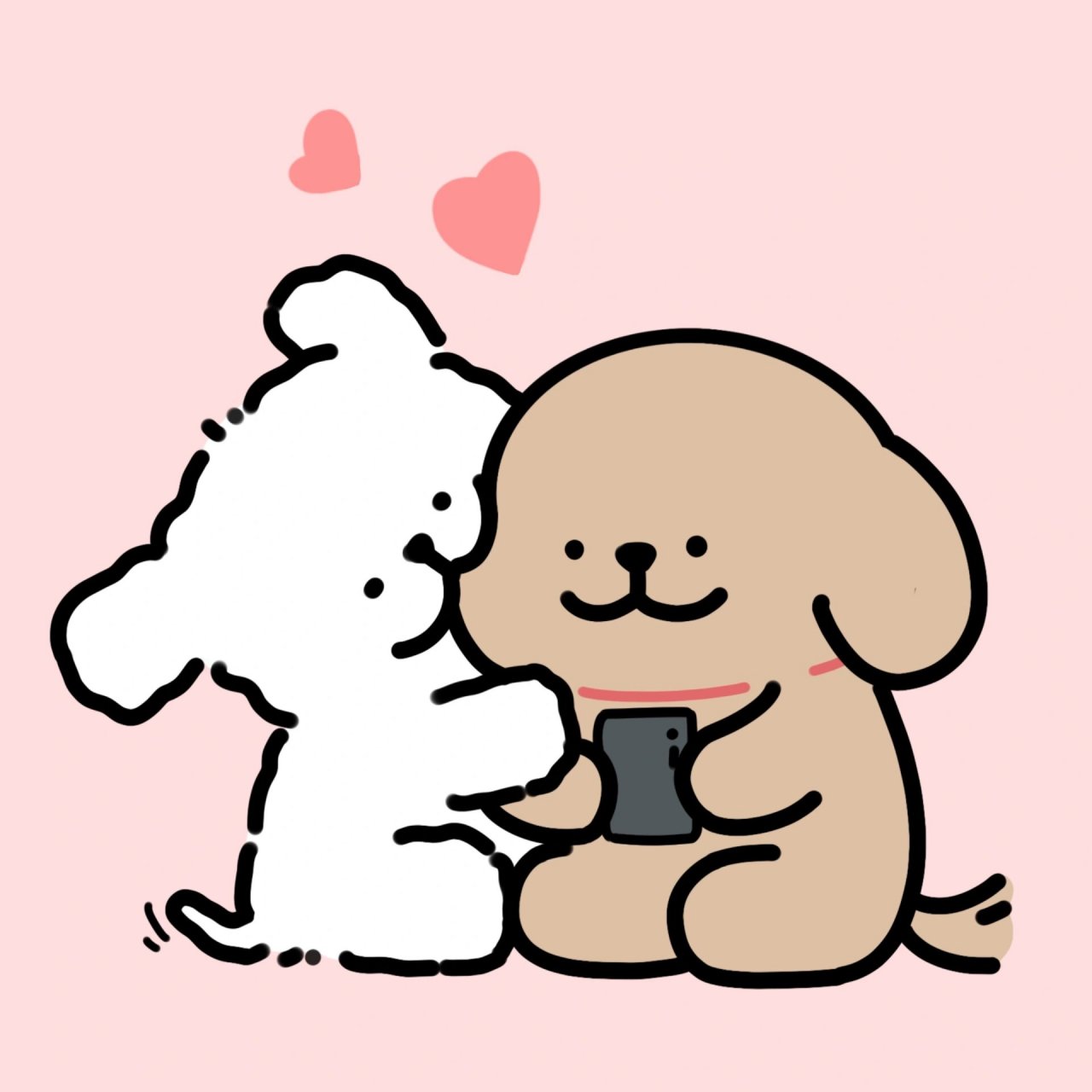 二创丨线条小狗情头 你再玩手机,我咬你了哦～让你不理我,哼唧