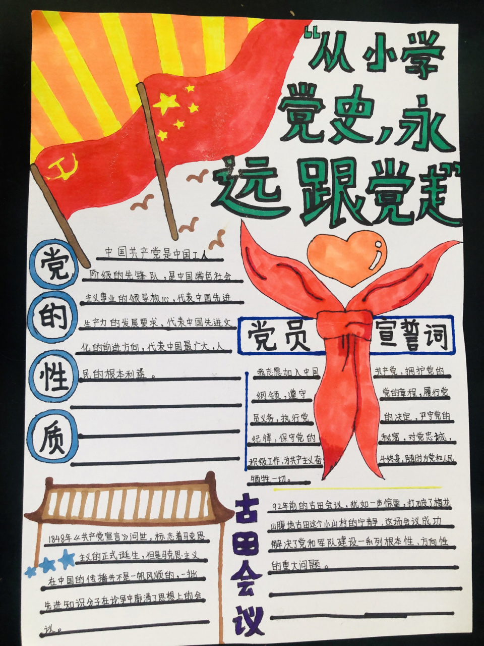 学党史,感党恩手抄报 学生作品