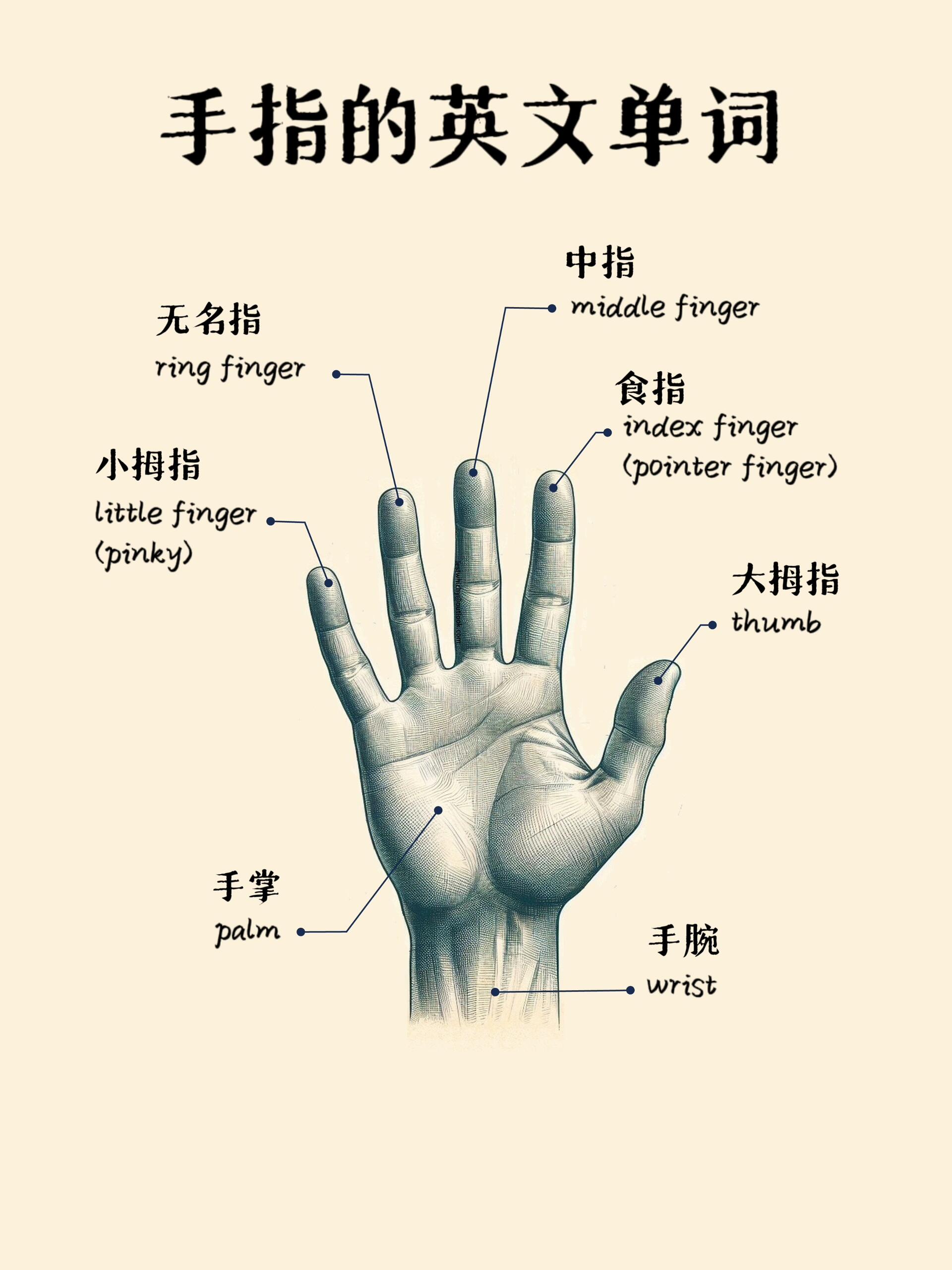 一图学会手指的英文名称!