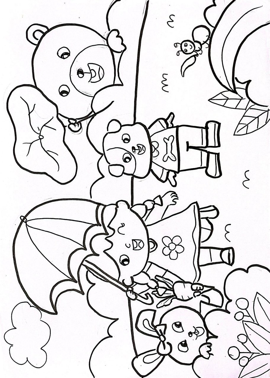 5月幼儿教资面试故事配画真题《借你一把伞》 故事配图:借你一把伞