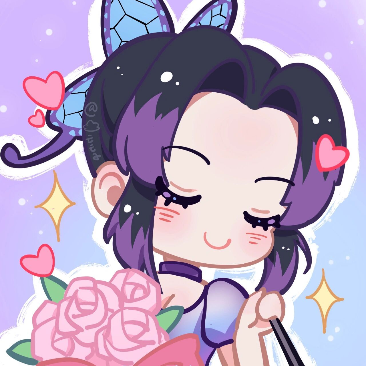 鬼灭情头一组(70▽70) 画了蝴蝶忍和义勇的情