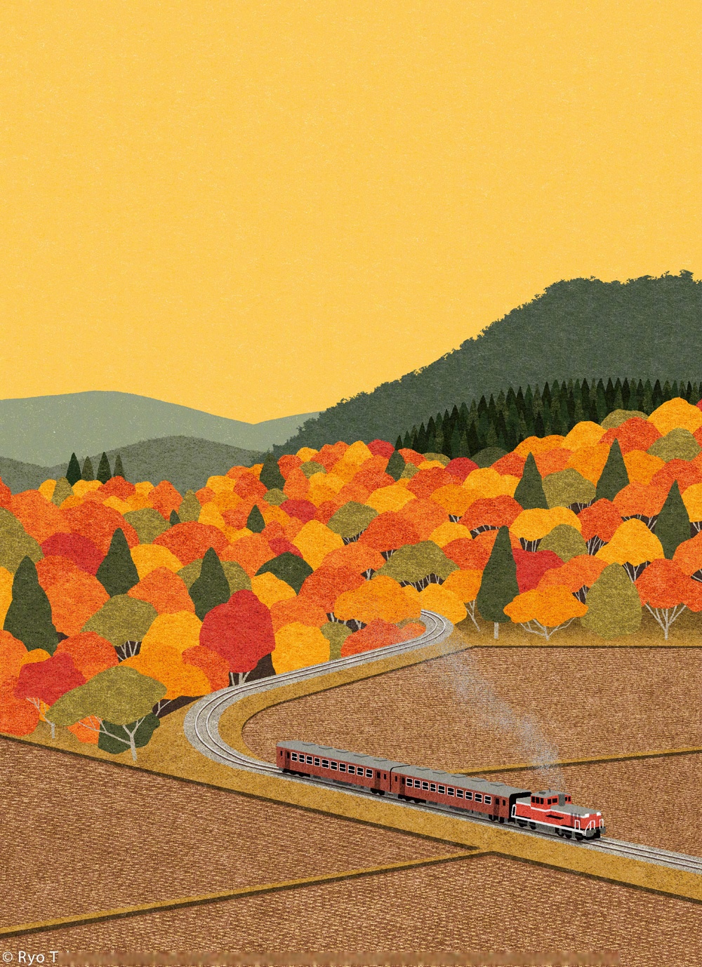 10月最后一天#日本插画师ryo takemasa的治愈系风景画作品,用明亮