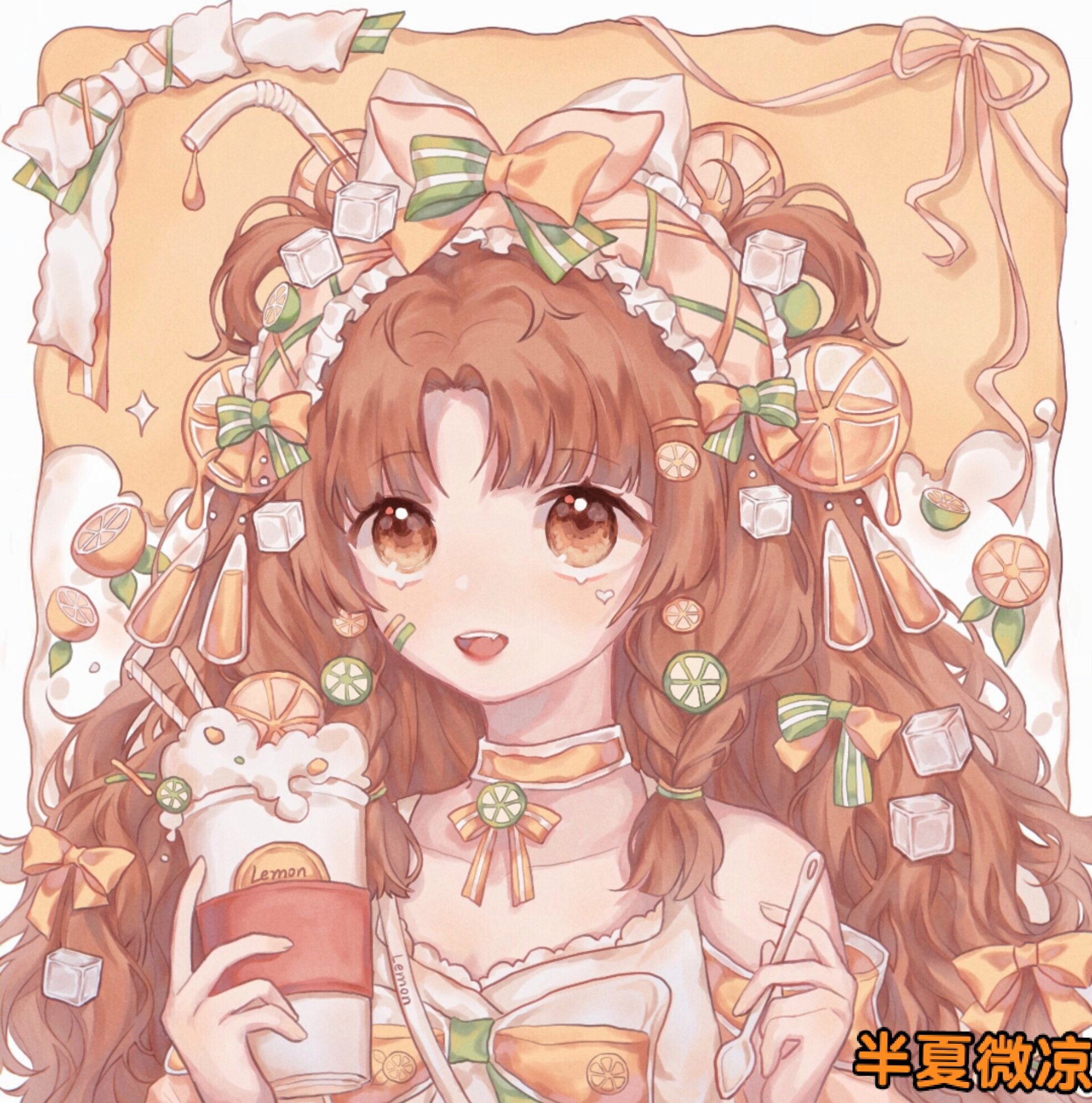 超仙橙色水果橙子女孩系列头像(第一期