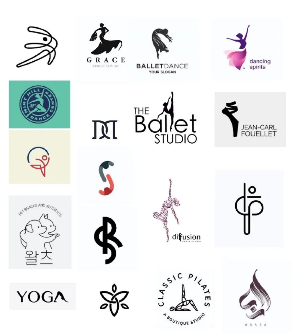 优雅灵动的舞蹈logo设计 音乐logo 舞蹈logo 芭蕾舞logo 健身房logo