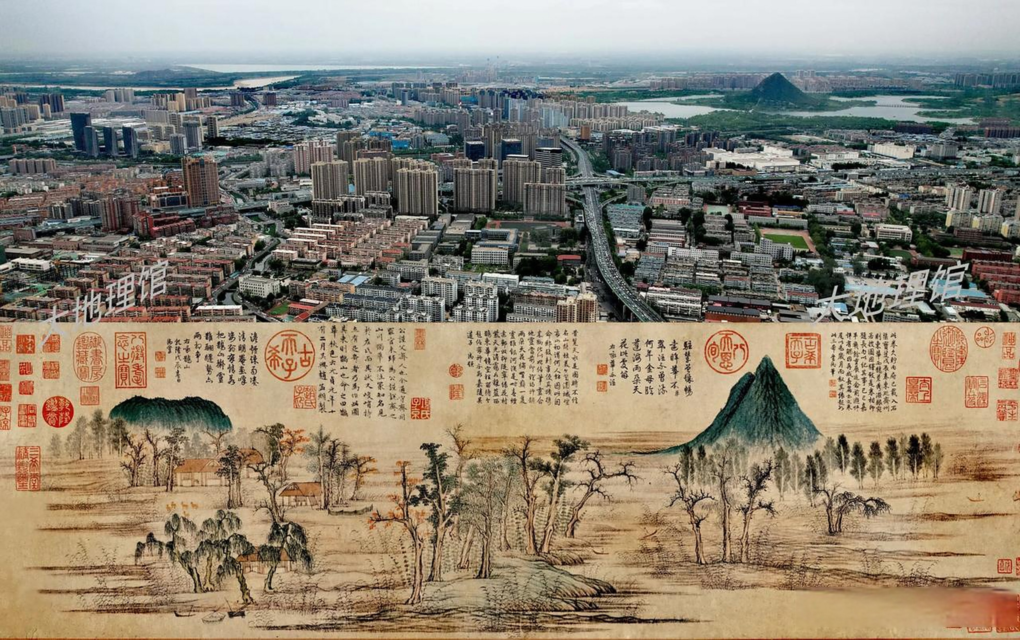 在济南,我拍到了赵孟頫笔下的名画《鹊华秋色图》