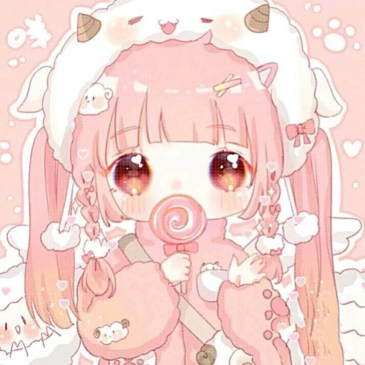 超级可爱的女生漫画头像,粉色系!