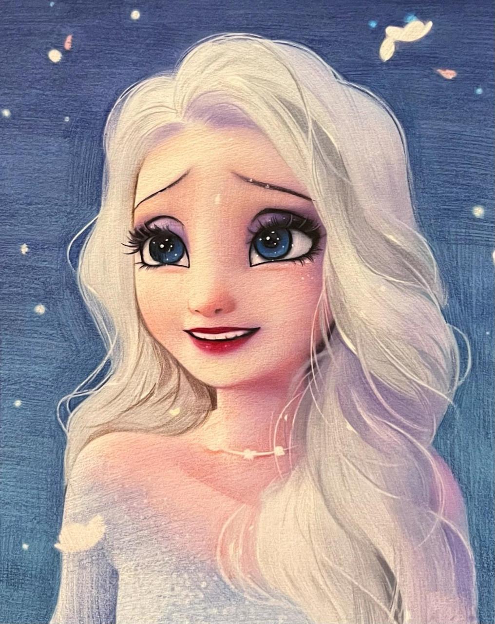 彩铅手绘 | 艾莎公主9499