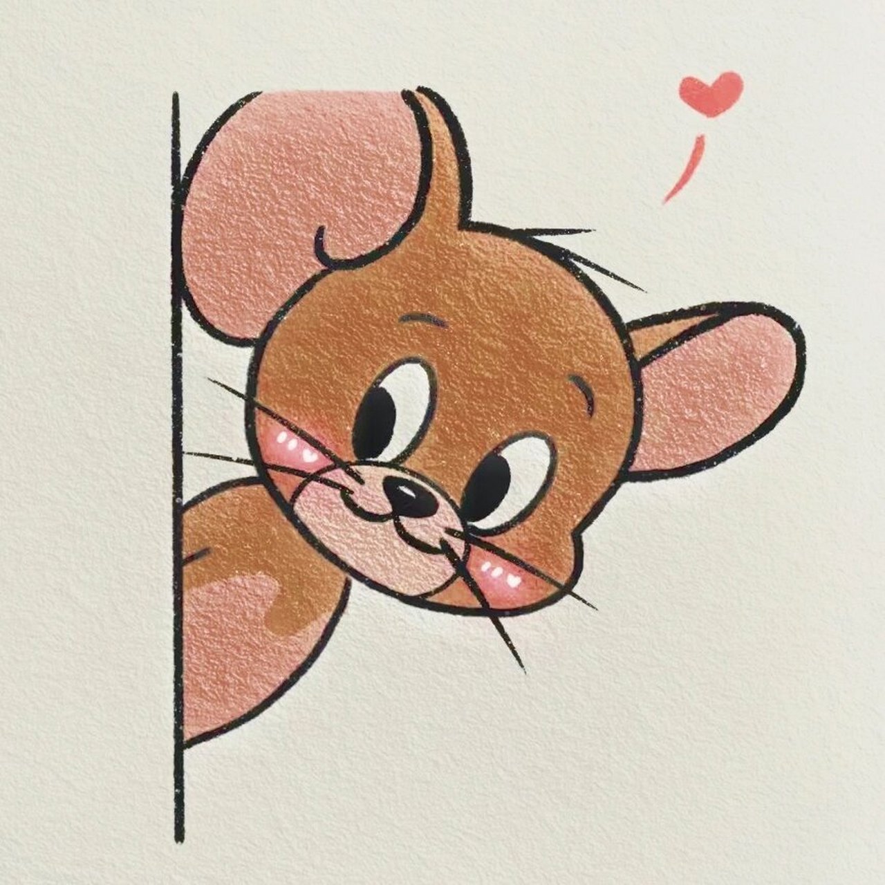 零基础简笔画教程|杰瑞探头 请不要埋头走得那么专心,回过头来看看吧